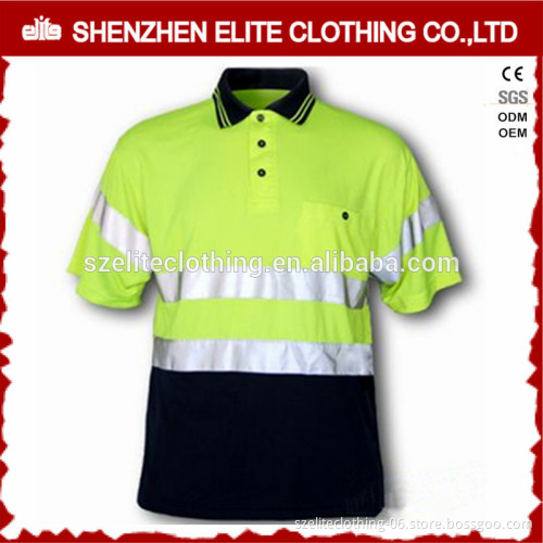 Fluorescent Green Reflective Safety Mens Work Uniform Polo Shirts